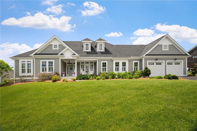 155 E Matunuck Farm Dr, South Kingstown, RI 02879 - view of front of property featuring a porch, a front lawn, an attached garage, driveway, and a shingled roof