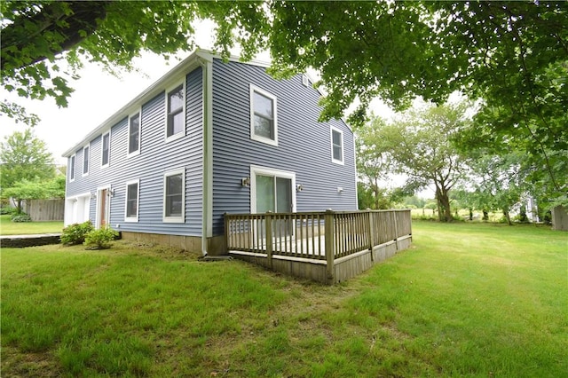 92 Trout Dr, Middletown, RI 02842 - rear view of property featuring a deck and a yard