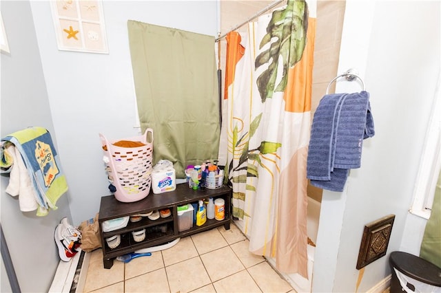 467 Plainfield St, Providence, RI 02909 - bathroom featuring tile patterned floors and a shower with shower curtain