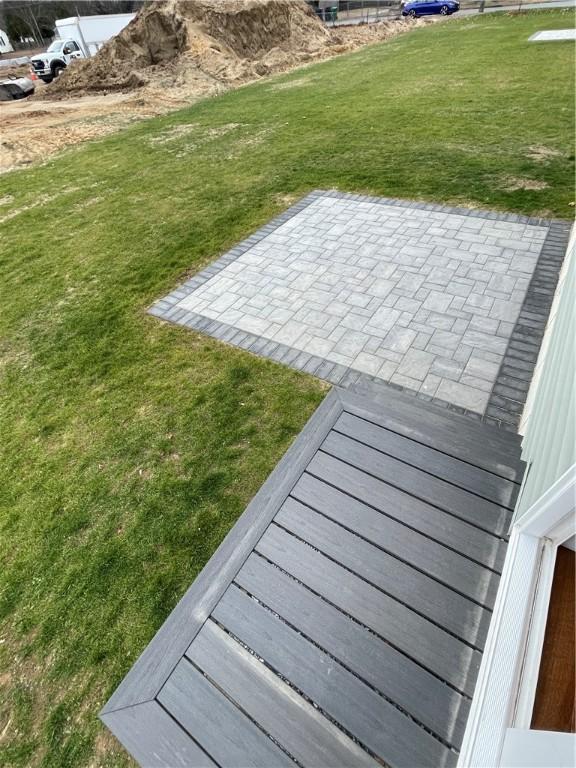 59 Recess Ln, Warwick, RI 02889 - view of green lawn featuring a patio area