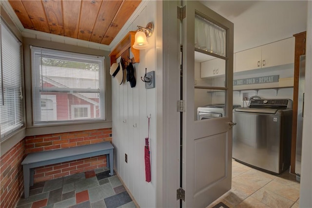 426 Buxton St, North Smithfield, RI 02896 - kitchen featuring wood ceiling and white cabinets