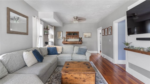 280 Woodbine St, Cranston, RI 02910 - living area with a ceiling fan and wood finished floors