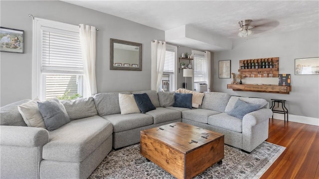 280 Woodbine St, Cranston, RI 02910 - living area with healthy amount of natural light, wood finished floors, and a ceiling fan