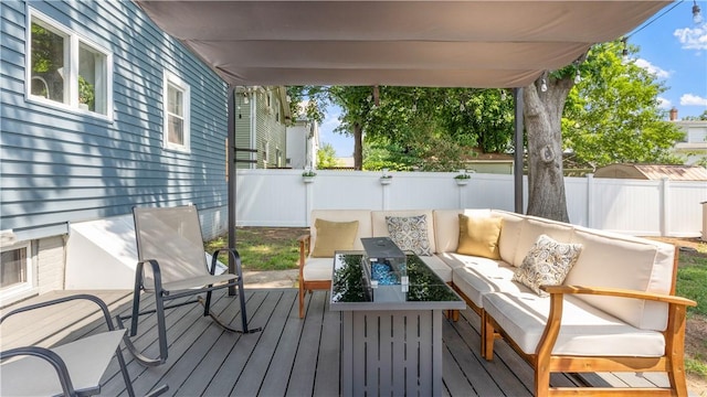 280 Woodbine St, Cranston, RI 02910 - deck with an outdoor living space and a fenced backyard