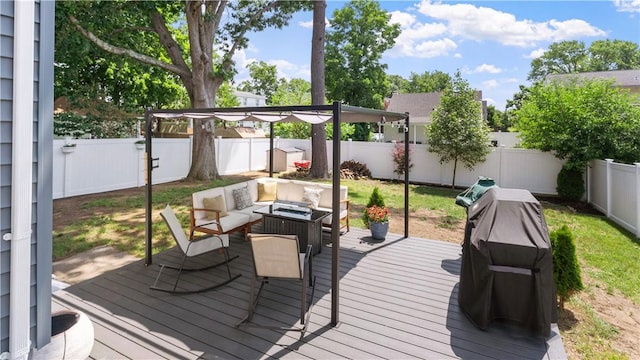 280 Woodbine St, Cranston, RI 02910 - deck featuring a fenced backyard, an outdoor hangout area, and a shed