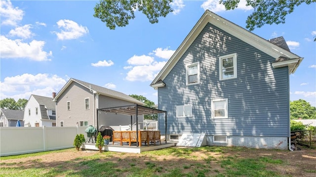 280 Woodbine St, Cranston, RI 02910 - back of property featuring a wooden deck