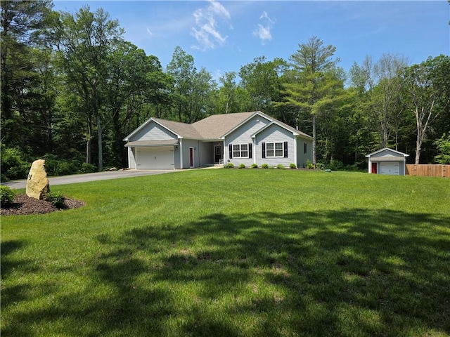 475 Danielson Pike, Scituate, RI 02857 - ranch-style home with driveway, a front lawn, and a garage