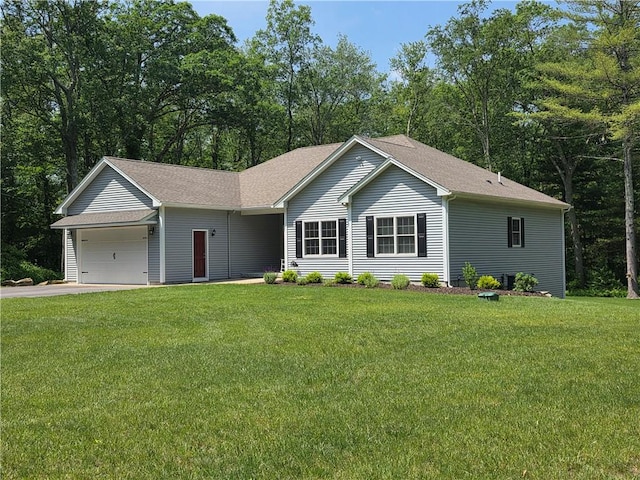 475 Danielson Pike, Scituate, RI 02857 - single story home with a garage, a front yard, driveway, and a shingled roof