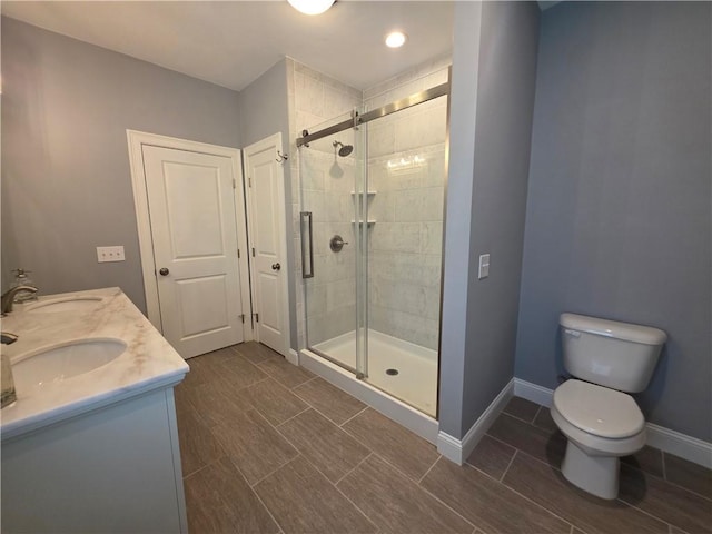 475 Danielson Pike, Scituate, RI 02857 - bathroom with a stall shower, double vanity, and recessed lighting