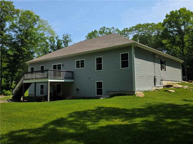 475 Danielson Pike, Scituate, RI 02857 - back of property featuring stairs, a deck, and a yard