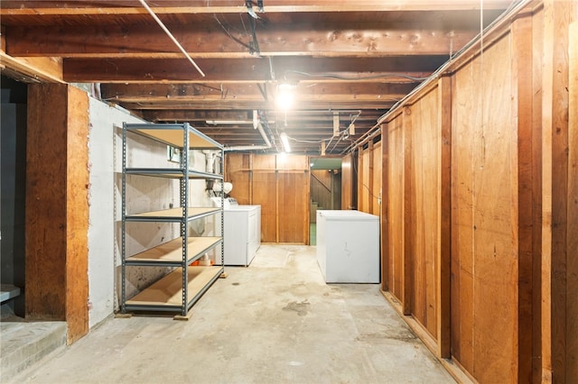 15 Rutland St, Warwick, RI 02888 - unfinished basement with fridge and separate washer and dryer