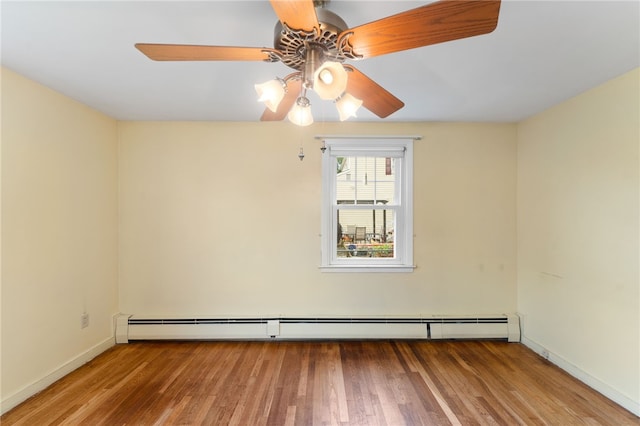 15 Rutland St, Warwick, RI 02888 - spare room featuring a baseboard heating unit, wood finished floors, and ceiling fan