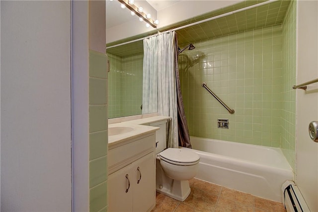 400 Narragansett Pkwy Unit Ei 2, Warwick, RI 02888 - full bath featuring baseboard heating, vanity, shower / bath combo, and tile patterned floors