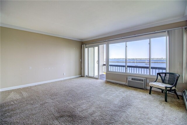 400 Narragansett Pkwy Unit Ei 2, Warwick, RI 02888 - carpeted spare room with an AC wall unit, crown molding, and a water view