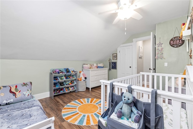 229 Roger Williams Ave, East Providence, RI 02916 - bedroom featuring lofted ceiling, wood finished floors, and ceiling fan