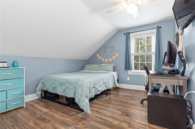 229 Roger Williams Ave, East Providence, RI 02916 - bedroom with wood finished floors, ceiling fan, and vaulted ceiling