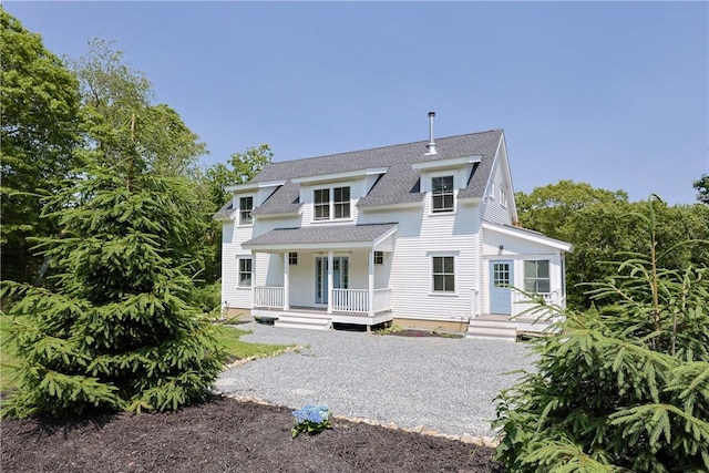 26 Old Stone Church Rd, Little Compton, RI 02837 - rear view of property with roof with shingles and a porch