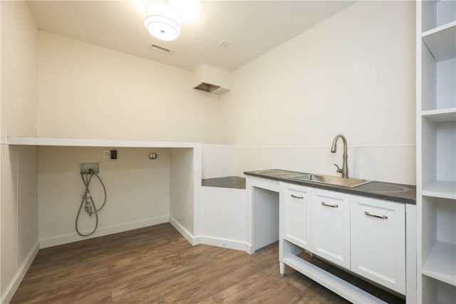 26 Old Stone Church Rd, Little Compton, RI 02837 - laundry room with dark wood finished floors and washer hookup