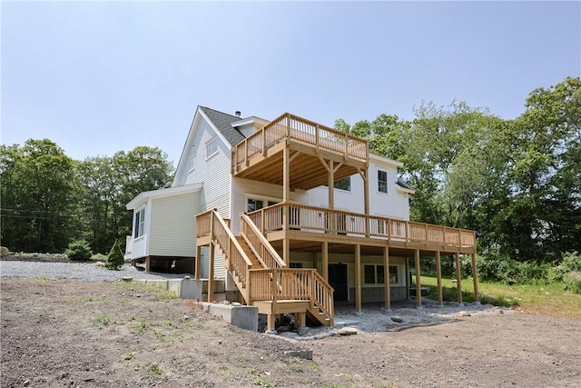 26 Old Stone Church Rd, Little Compton, RI 02837 - back of house with a deck and stairs