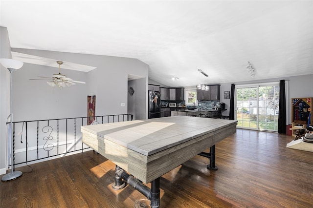 94 Waterman Ave, Warwick, RI 02889 - game room featuring lofted ceiling, wood finished floors, and ceiling fan