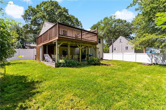 11 Tupelo Trl, Narragansett, RI 02882 - rear view of property featuring a wooden deck and a fenced backyard