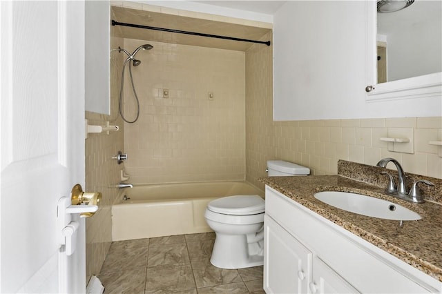 11 Tupelo Trl, Narragansett, RI 02882 - full bathroom with washtub / shower combination, vanity, and tile walls