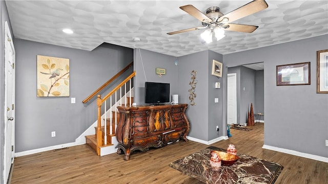 26 Grafton St Unit 3, Providence, RI 02904 - entrance foyer with stairs, ceiling fan, and wood finished floors
