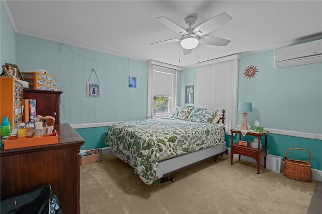 112 County Rd, Barrington, RI 02806 - carpeted bedroom featuring a wall mounted air conditioner and a ceiling fan
