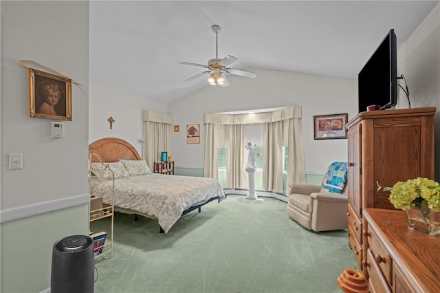 112 County Rd, Barrington, RI 02806 - carpeted bedroom featuring vaulted ceiling, ceiling fan, and access to outside