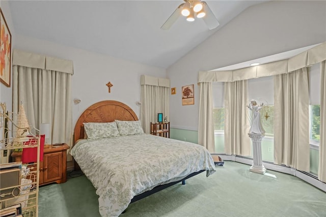 112 County Rd, Barrington, RI 02806 - bedroom featuring carpet flooring, vaulted ceiling, and ceiling fan