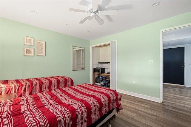 401 Bellevue Ave Unit 100, Newport, RI 02840 - bedroom featuring wood finished floors, recessed lighting, and ceiling fan