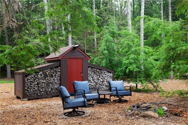 536 Douglas Hook Rd, Glocester, RI 02814 - view of outdoor structure featuring a forest view