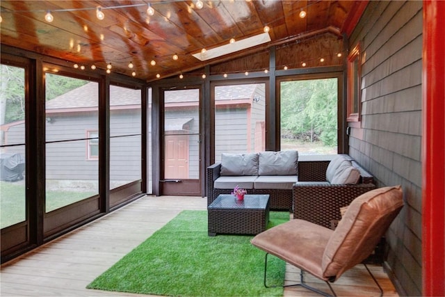 536 Douglas Hook Rd, Glocester, RI 02814 - sunroom / solarium featuring lofted ceiling, an outdoor living space, and a skylight