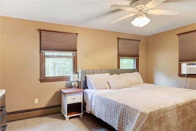 536 Douglas Hook Rd, Glocester, RI 02814 - bedroom featuring a baseboard heating unit, carpet flooring, and ceiling fan