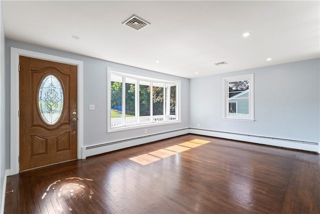 57 Wilson Ave, Johnston, RI 02919 - entryway featuring wood-type flooring, baseboard heating, and recessed lighting