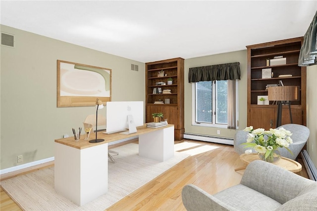 9 Beacon Hill Dr, Warwick, RI 02886 - office space with a baseboard heating unit, wood finished floors, and built in features