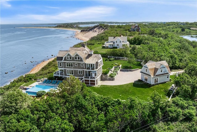 1210 Graces Cove Rd, Block Island, RI 02807 - aerial view of property and surrounding area with a nearby body of water and a pool area
