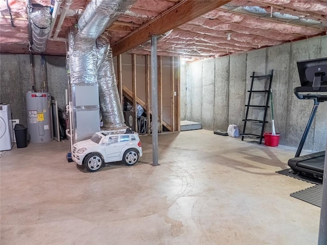 19 Revere Ave, West Warwick, RI 02893 - unfinished basement featuring electric water heater and heating unit