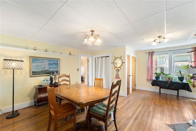 49 Palmer Ave, Warwick, RI 02889 - dining space featuring a chandelier, wood-type flooring, and a paneled ceiling