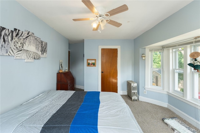49 Palmer Ave, Warwick, RI 02889 - bedroom featuring radiator heating unit, carpet flooring, and ceiling fan