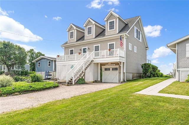 37 Teal Rd, South Kingstown, RI 02879 - view of front of house featuring stairs, driveway, a garage, a front yard, and a porch