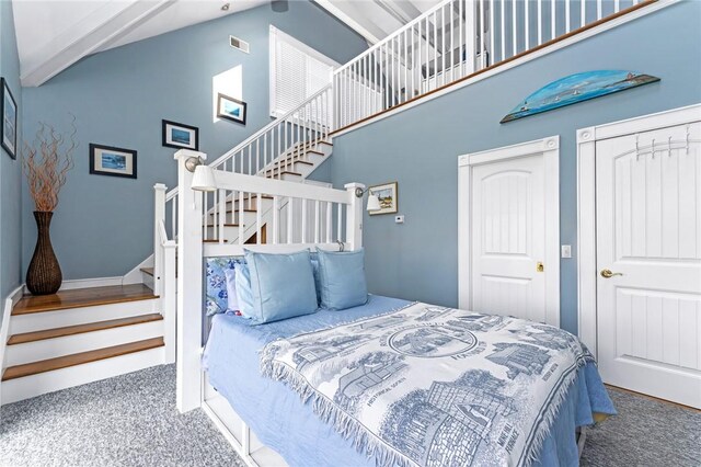 37 Teal Rd, South Kingstown, RI 02879 - bedroom with carpet flooring and high vaulted ceiling
