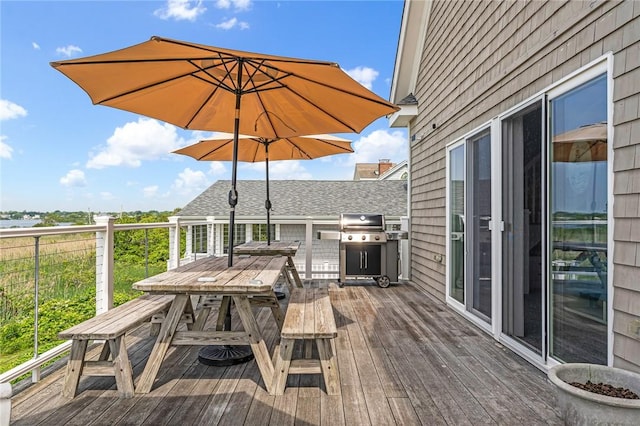 37 Teal Rd, South Kingstown, RI 02879 - wooden deck with outdoor dining area and area for grilling