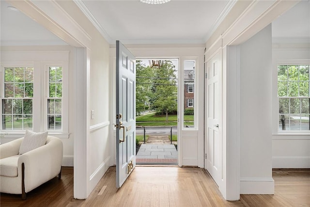 175 Freeman Pkwy, Providence, RI 02906 - foyer entrance featuring light wood-type flooring and ornamental molding