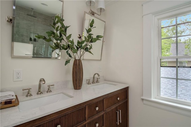 175 Freeman Pkwy, Providence, RI 02906 - bathroom with double vanity and a stall shower