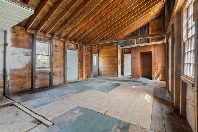 15 N Main St, Freetown, MA 02702 - misc room with plenty of natural light, wood walls, and vaulted ceiling