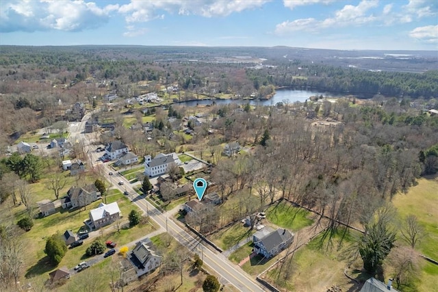 15 N Main St, Freetown, MA 02702 - aerial overview of property's location featuring a nearby body of water and a heavily wooded area