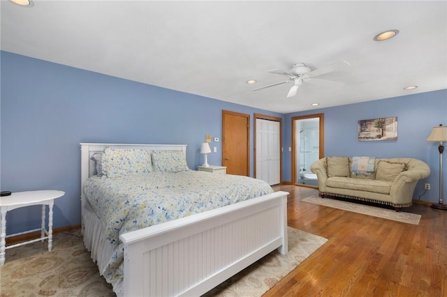 788 Namquid Dr, Warwick, RI 02888 - bedroom featuring recessed lighting, a ceiling fan, and wood finished floors