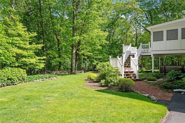 70 High Ridge Dr, Cumberland, RI 02864 - view of grassy yard featuring a hot tub and stairs