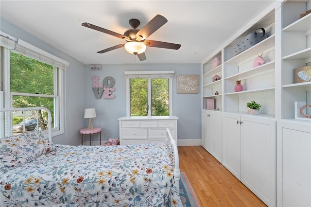 11 Burr Ave, Barrington, RI 02806 - bedroom featuring multiple windows, light wood-style flooring, and ceiling fan